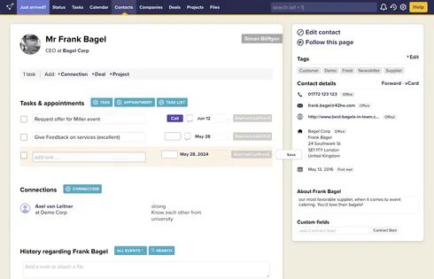 Contact details in a CRM